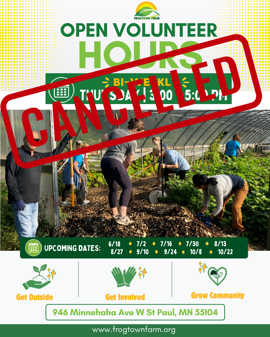 Canceled- Open Volunteer Hours at Frogtown Farm 🌿