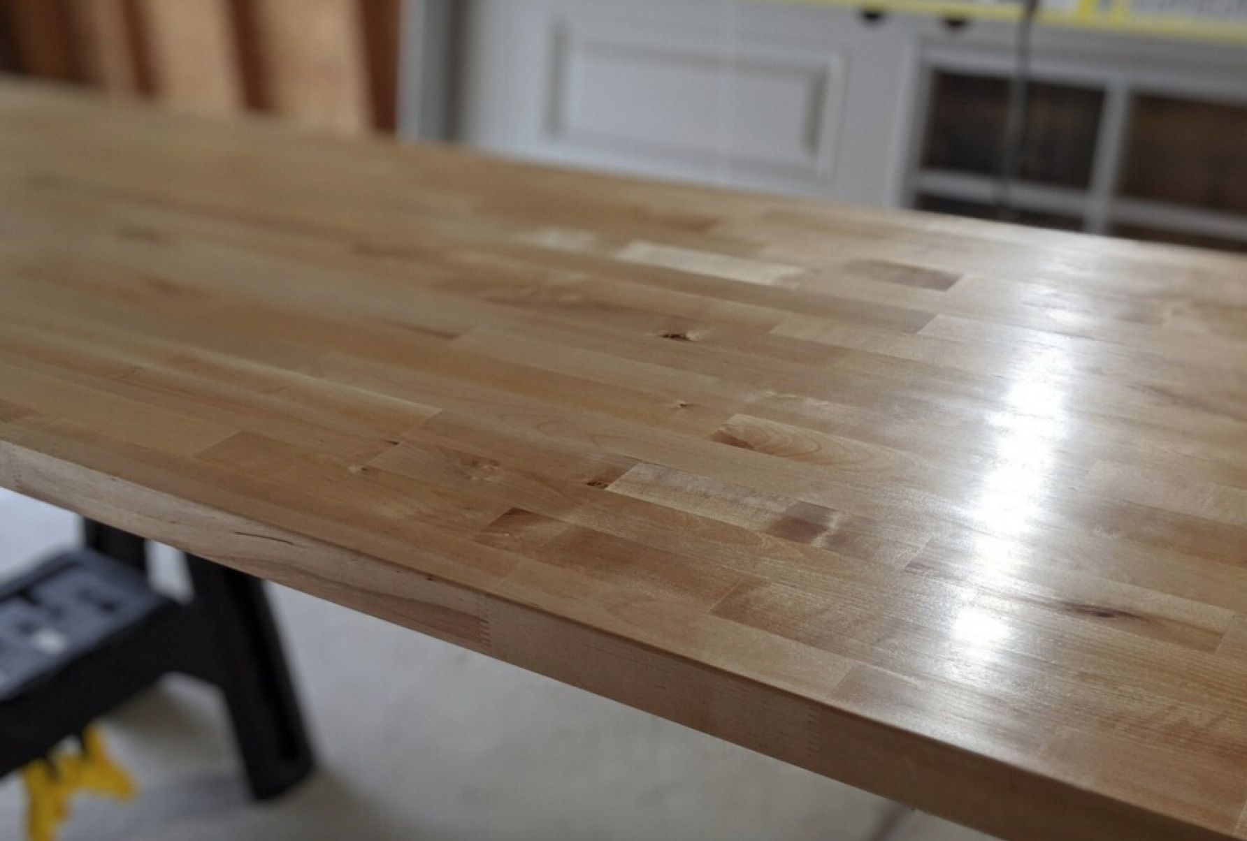 Desk top out of butcher block