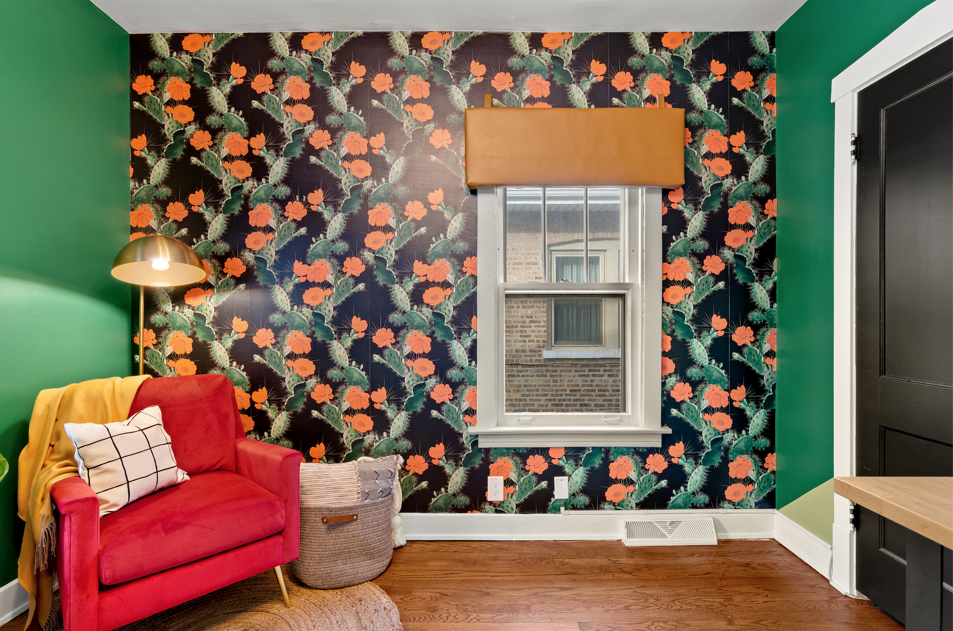 After: Bold Statement wallpaper in home office