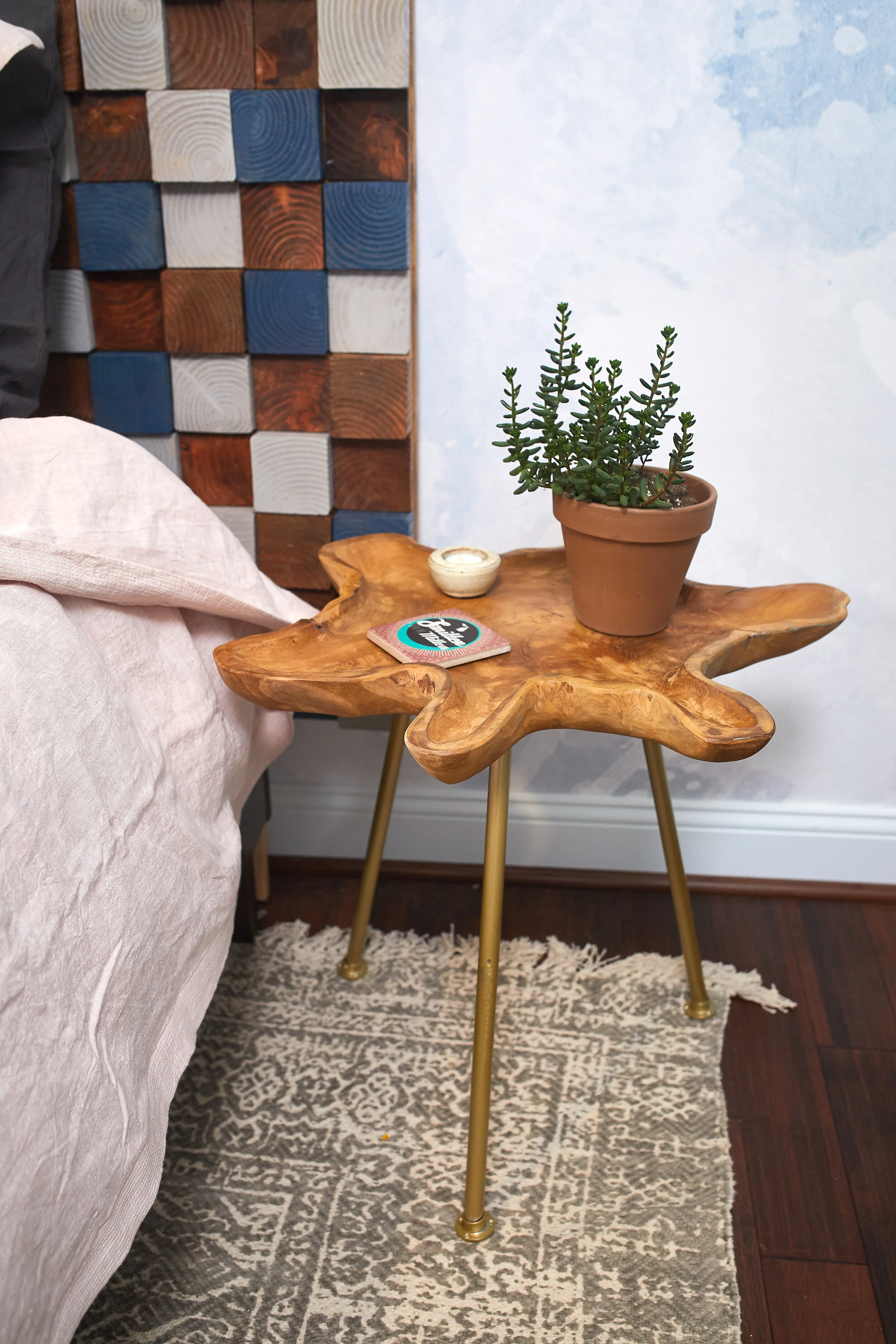 Wood block Headboard DIY A Life Unfolding