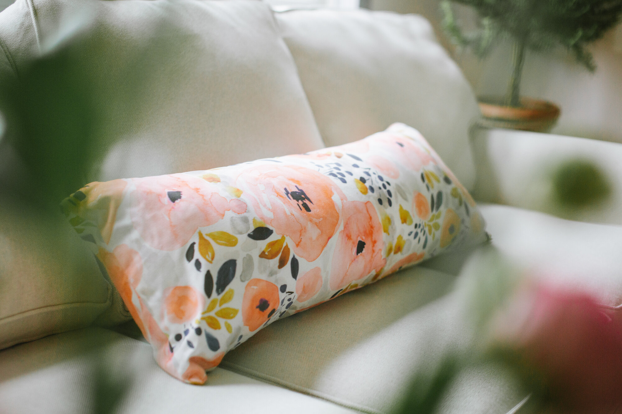 Roostery Lumbar pillow in genevieve floral