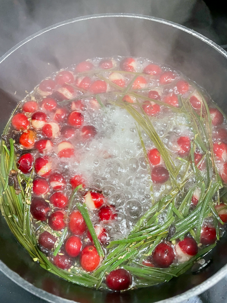 The cranberries will pop when they get hot.