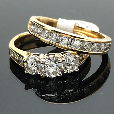 14k Yellow And White Gold Diamond Engagement Ring And Matching Wedding Band Wholesale Jewellers Plus