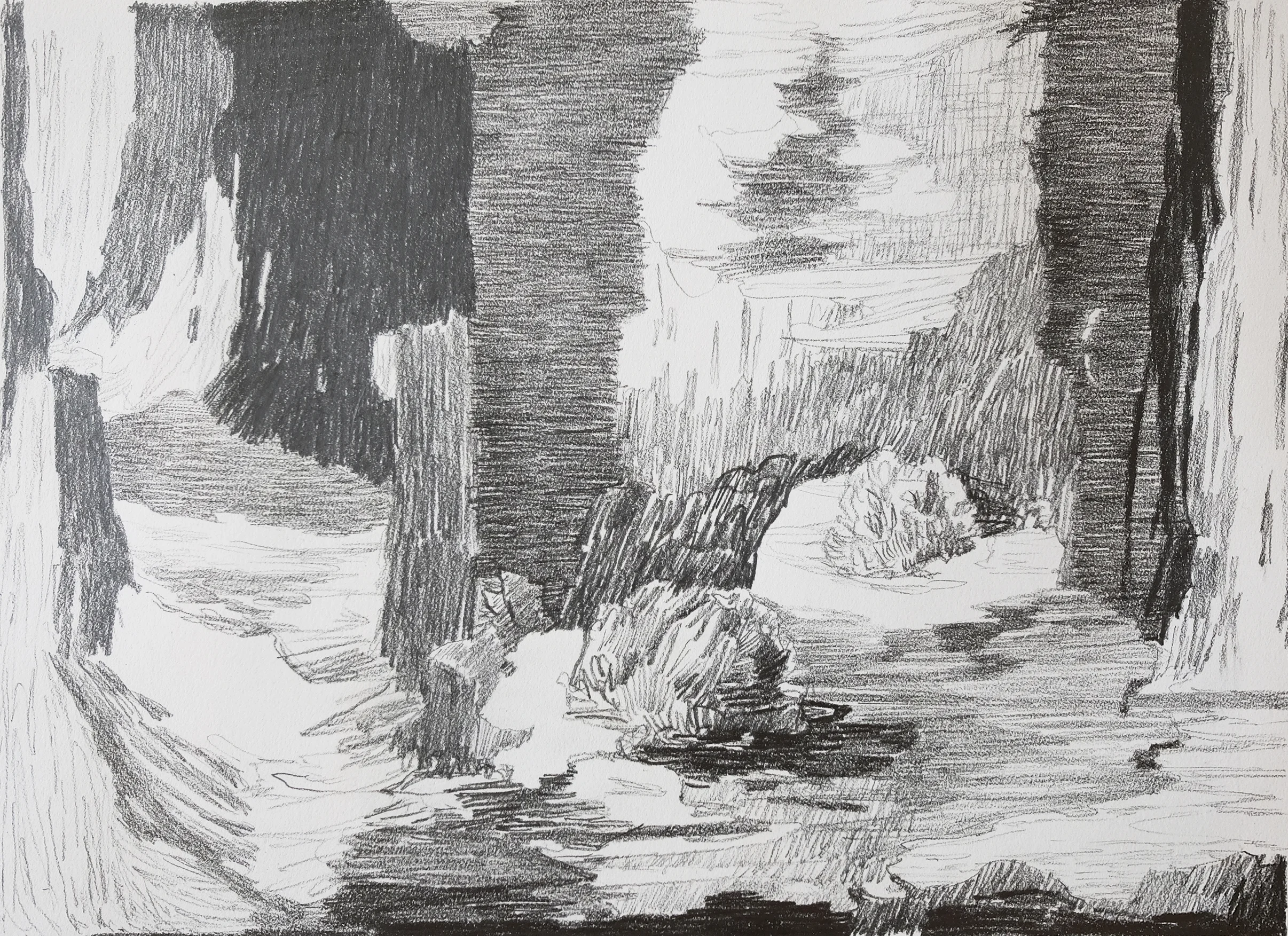 PLACE UNKNOWN | charcoal on paper | 12.5” x 9”