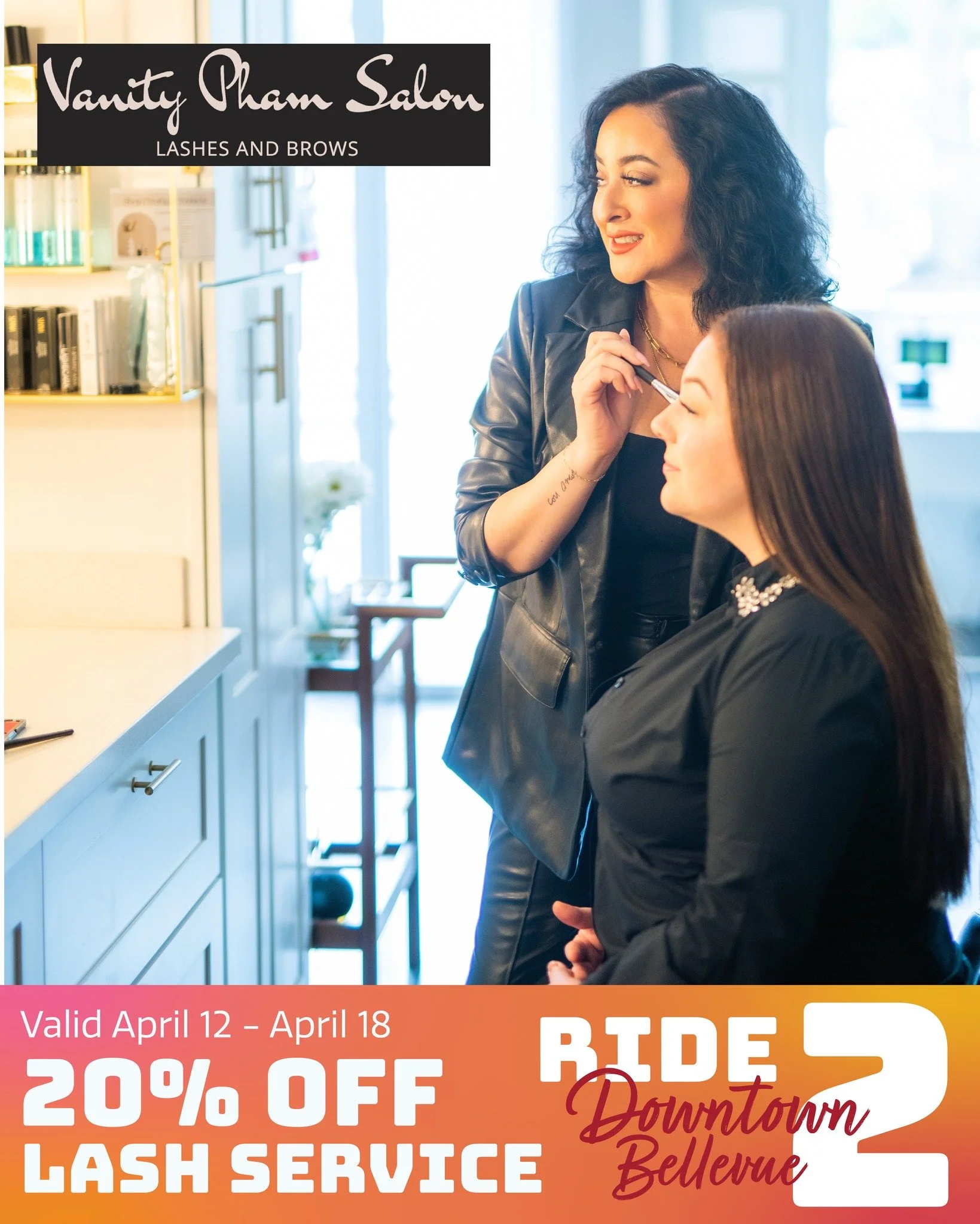 ✨ Ride2Downtown and treat yourself to a self-care day. This week, @vanityphamsalon is offering 20% off lash services as part of our Ride2Downtown campaign!

Ride sustainably to Downtown Bellevue (light rail, bus, bike, or just walk over), sign up thr