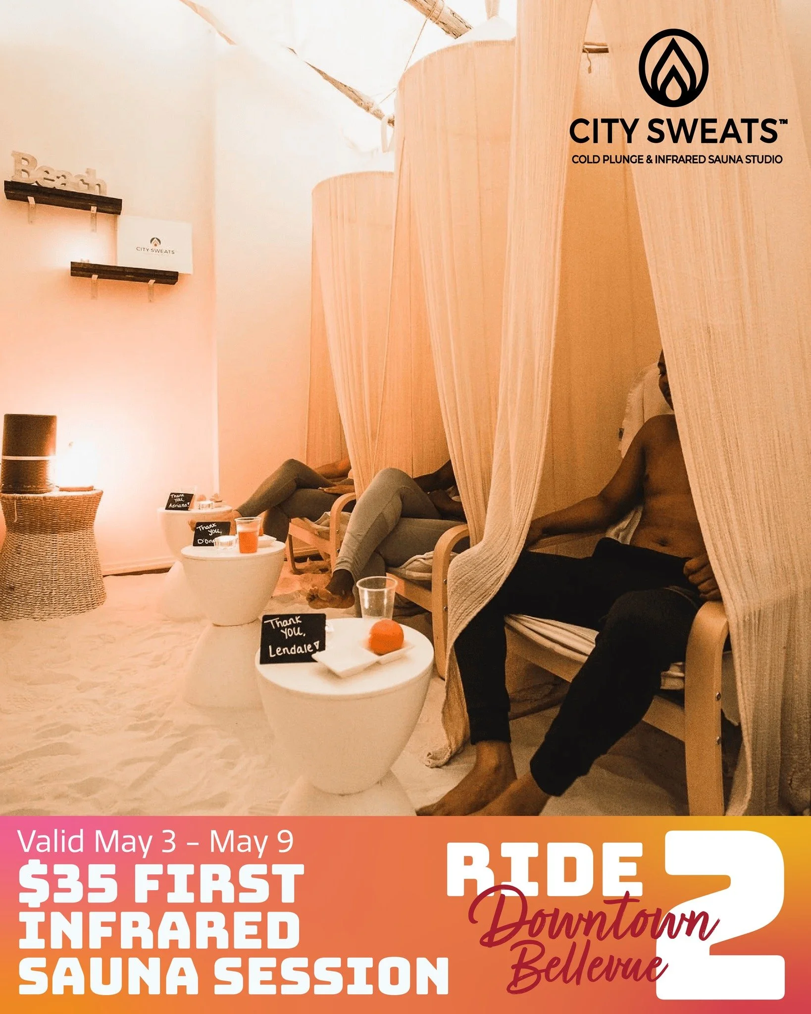 🧖 Ride2Downtown and relax. This week, @citysweats is offering your first infrared sauna session for just $35 as part of our Ride2Downtown campaign!

Ride sustainably to Downtown Bellevue (light rail, bus, bike, or just walk over), sign up through th