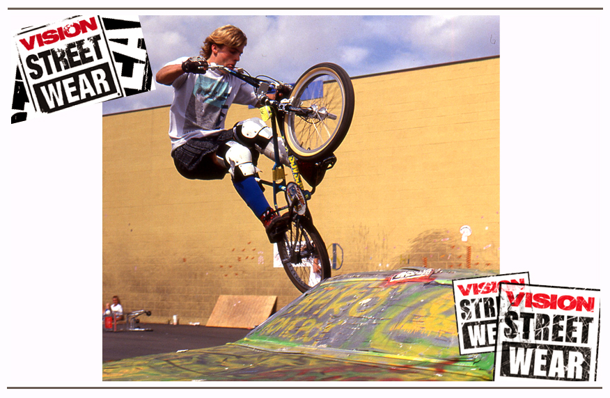 Vision was a big supporter of BMX and Freestyle, Brad shot Ron Wilkerson at a Vision 2-Hip King of Street event.