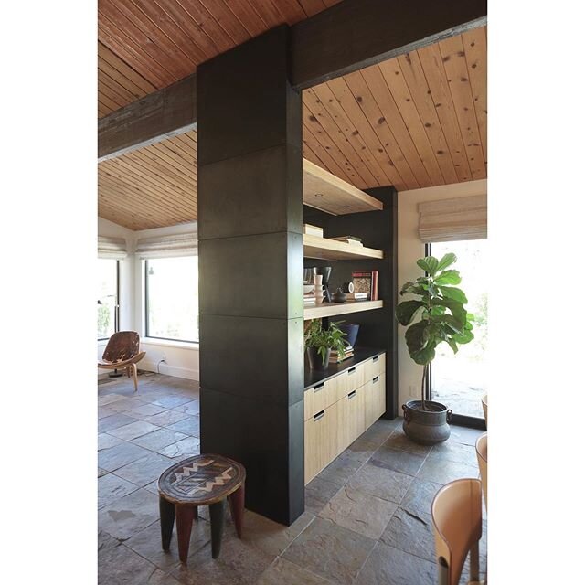 Custom bamboo cabinets and shelving along with steel panels we installed, fabricated by @brandnerdesign. Cabinet hardware by @12thavenueiron and designed by @olsonkundig