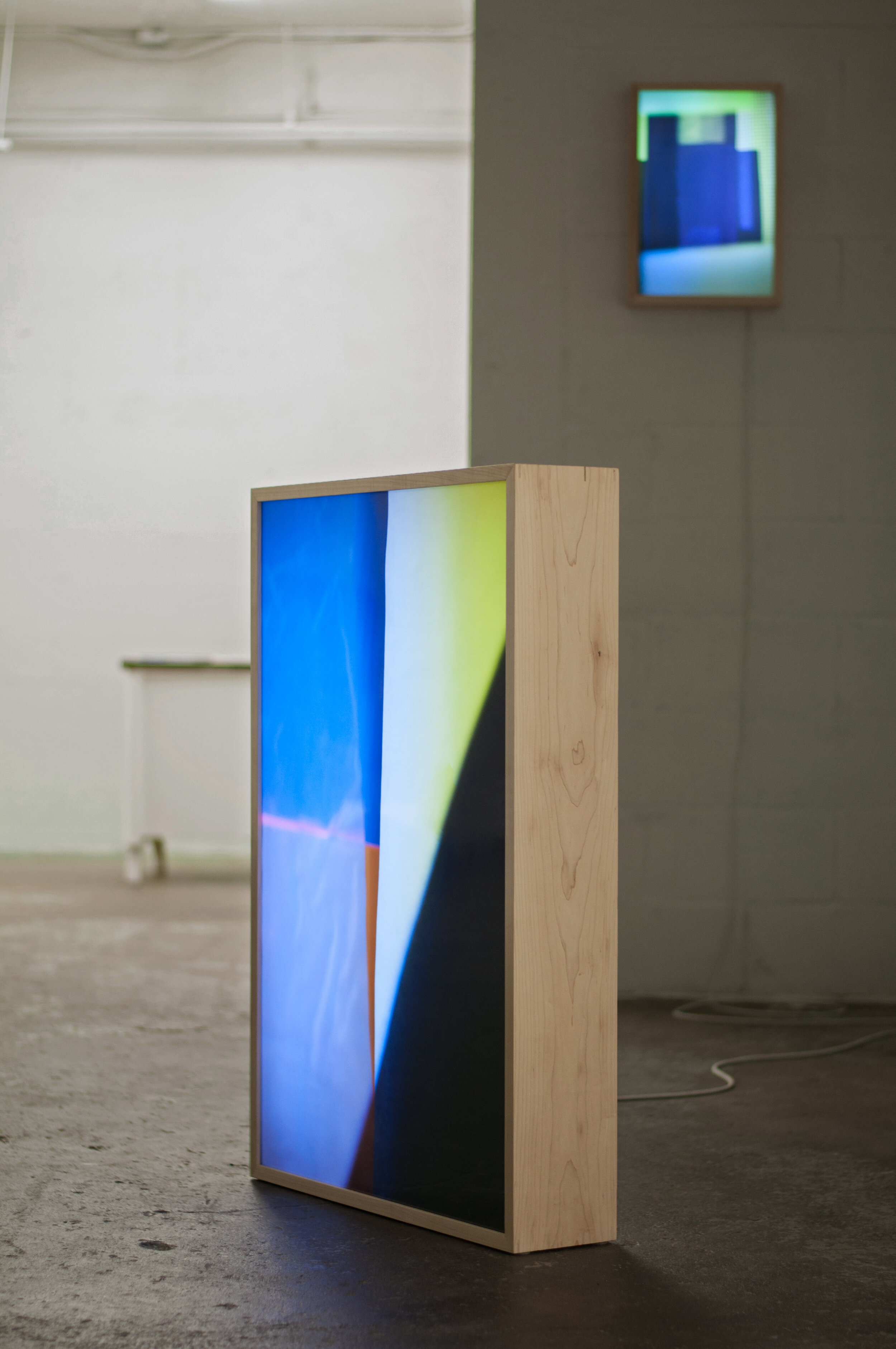  Installation view at Monte Clark Gallery,    two nine three  (front),  nine four two  (back), 2021 