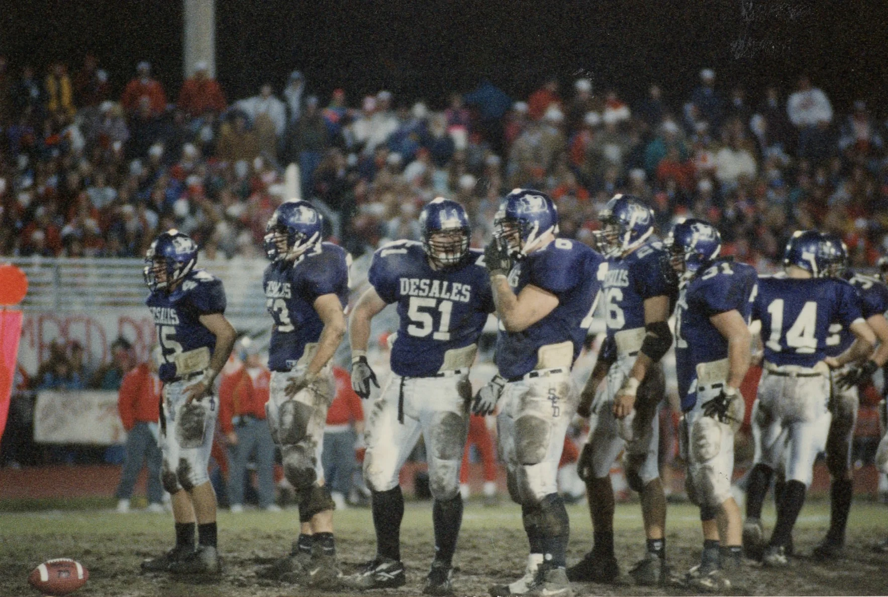 Part of the Stallion front seven - Billy Vasil (45), Scott Smith (53), Grant Bowman (51), John Kelley (76), Matt Stewart (26) and Tom Weilbacher (31)