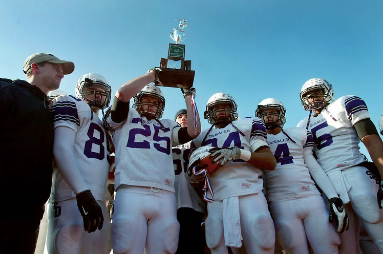 The Stallion defense lines up against Stuebenville in the DIII State Championship Game (photo credit - Barb Dougherty)