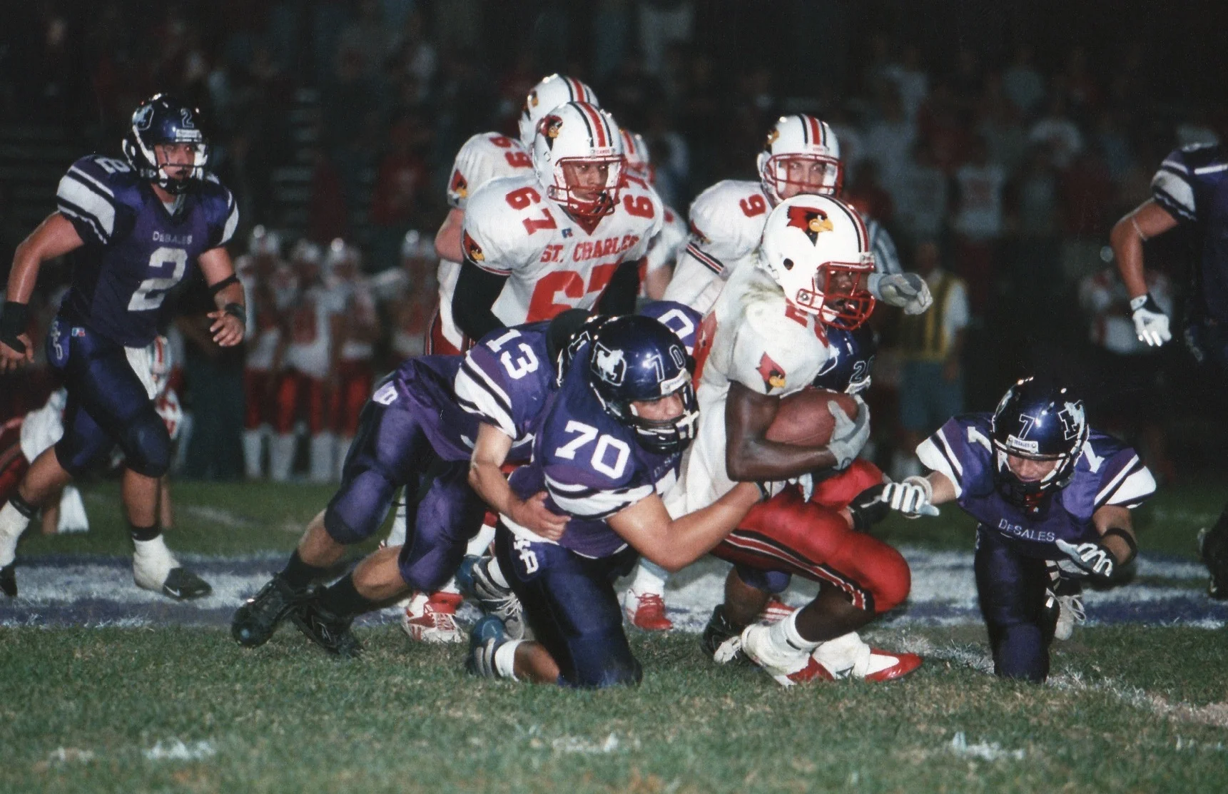 First Team All-Ohio Lineman Alex Stewart (70) with the stop for the Stallion Defense