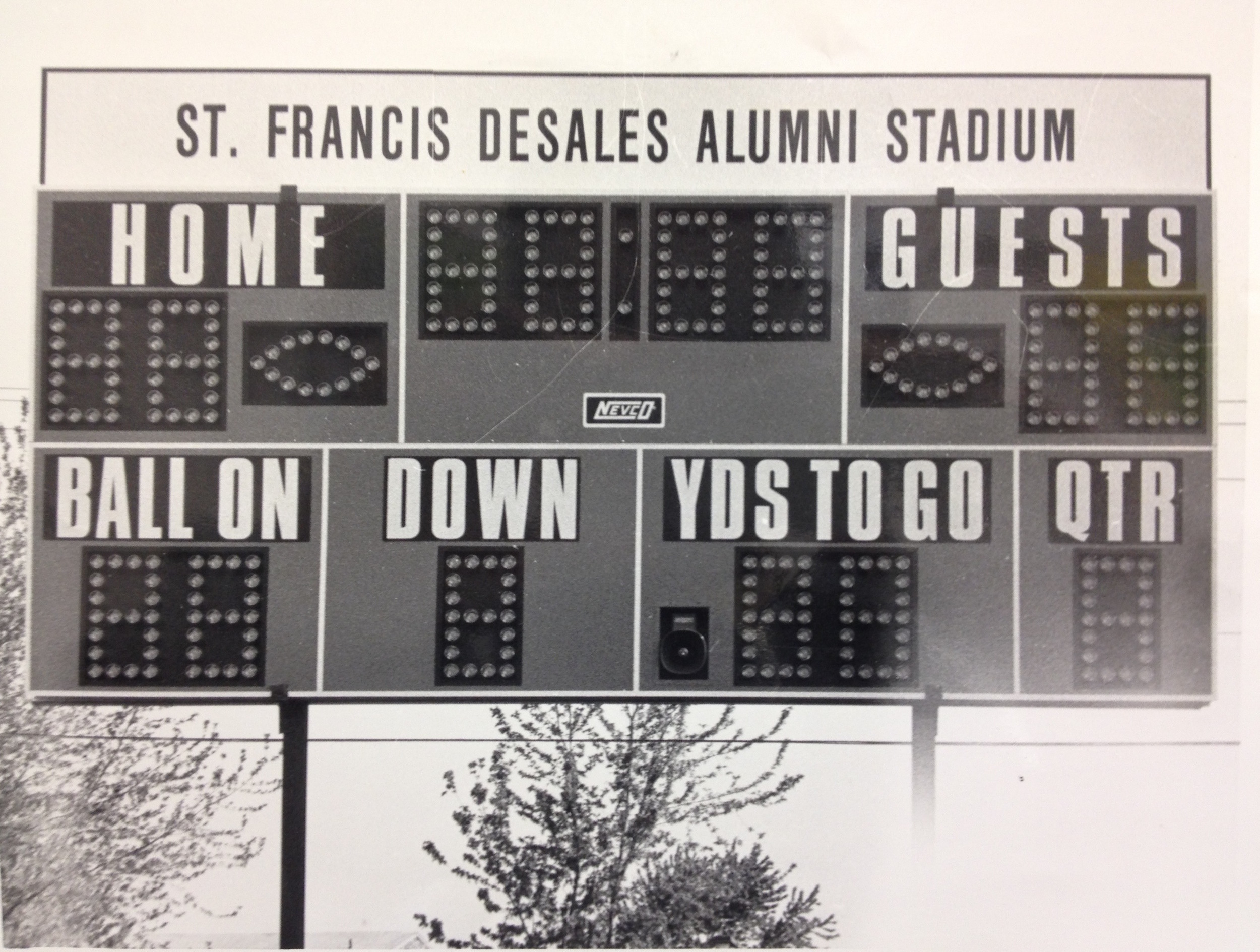 The original scoreboard inside of Alumni Stadium
