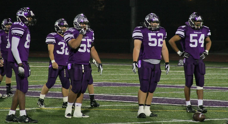 The Stallion front four (L to R) Davon Custis (80), Joe Whitehead (55), Johnny Hiles (52), Josh Dowling-Fitzpatrick (54) (photo credit - Manny Pace)
