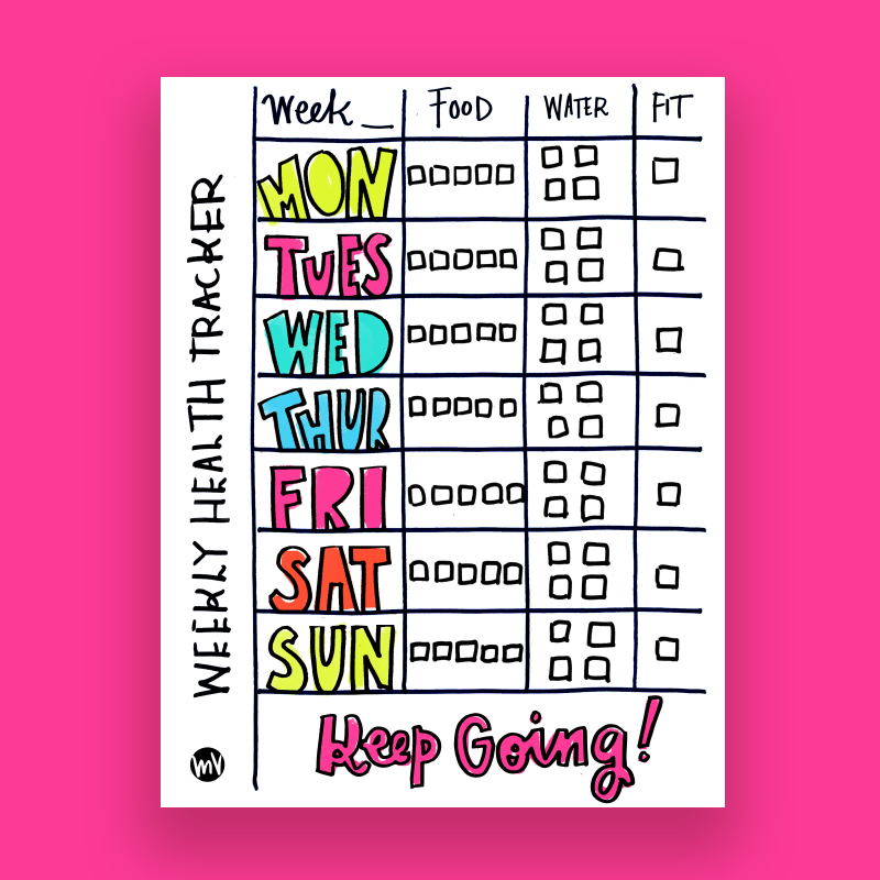 Fit & Fun Health Tracker Worksheets: A free worksheet to help you make healthier choices, meal plan and exercise in a fun and colorful way!