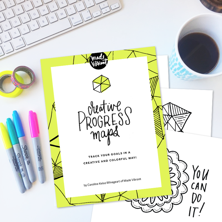 Creative Progress Maps: Free worksheets to keep yourself accountable to goals you've set in a fun and colorful way!