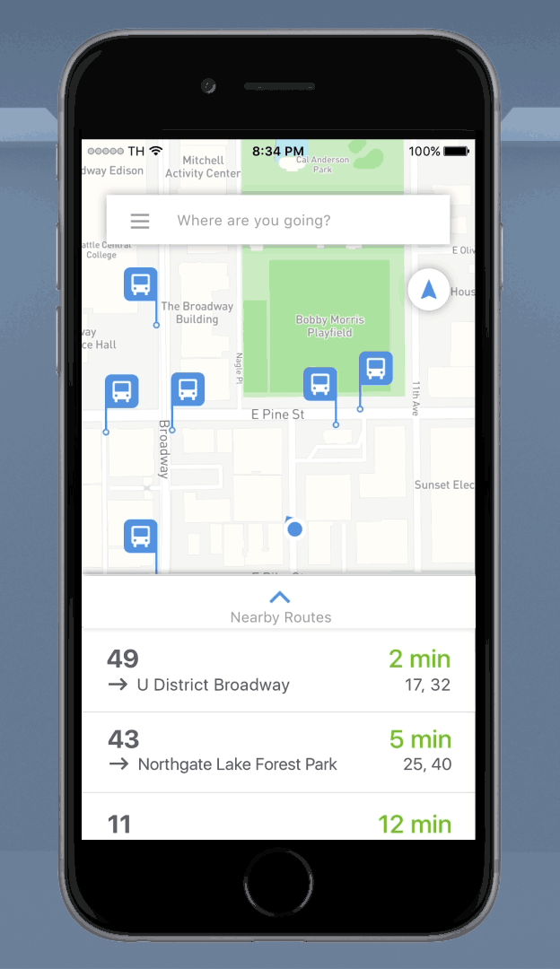 Growing bus stop when clicked