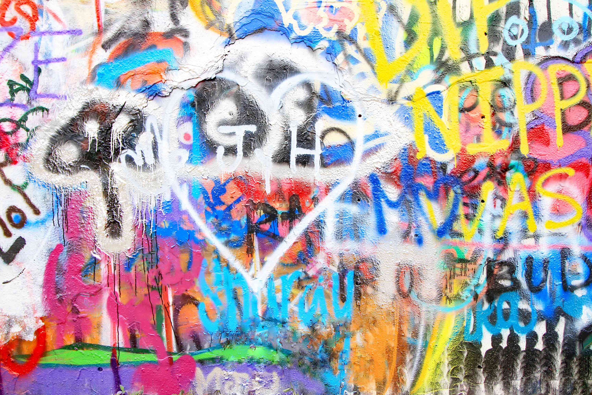 The Heart Graffiti Wall. Austin, Texas USA 2018