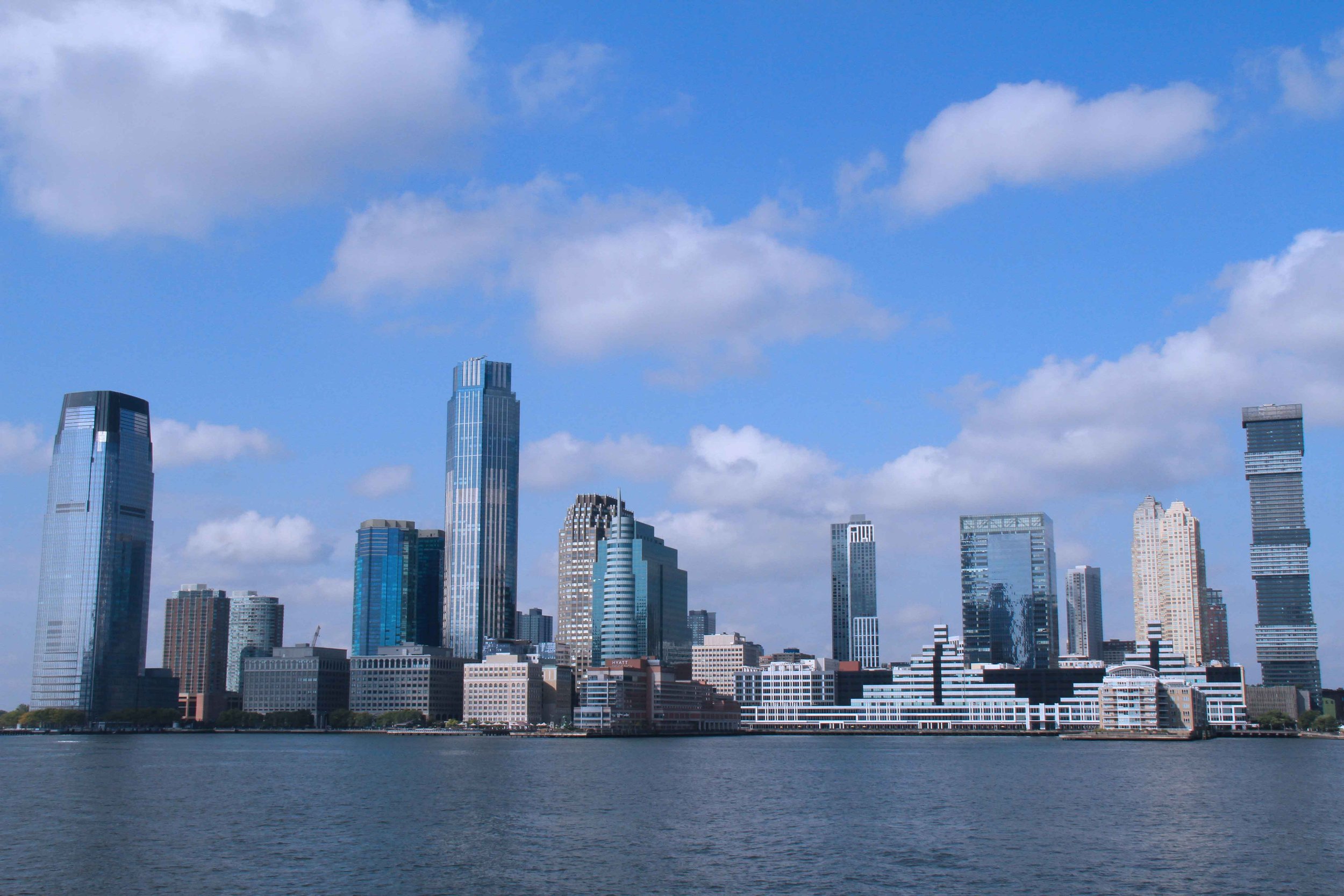 Jersey City Skyline. Hudson River, New York, USA 2024