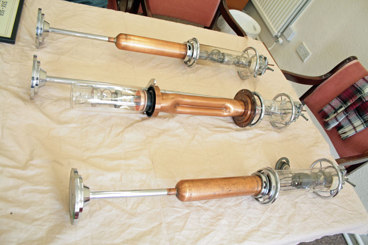 Remnants of 5XX, these Marconi water cooled valves were lost in 1992 but have now been found and displayed in Daventry's Town Council Museum