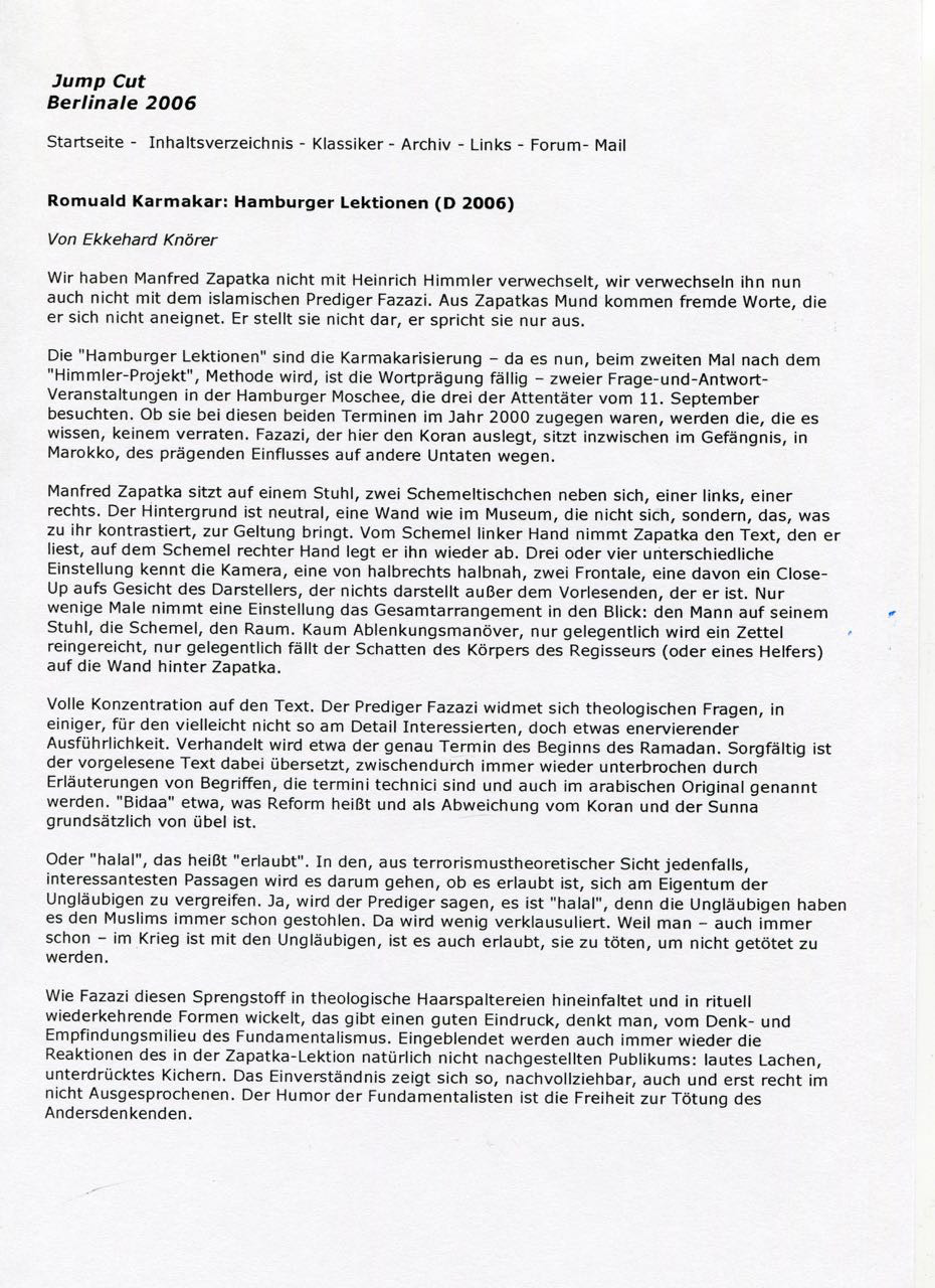 Romuald Karmakar: Hamburger Lektionen (D 2006)