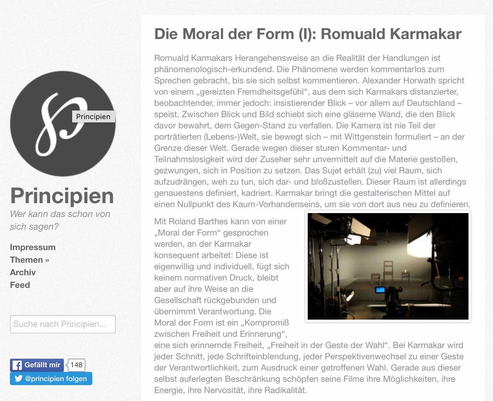 Die Moral der Form (I): Romuald Karmakar