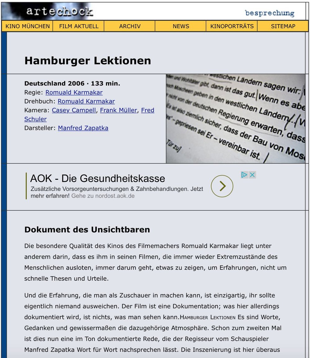 Hamburger Lektionen: Dokument des Unsichtbaren