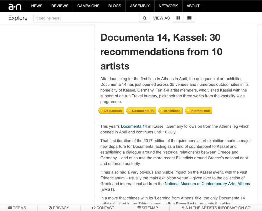 Documenta 14, Kassel: 30 recommendations from 10 artists