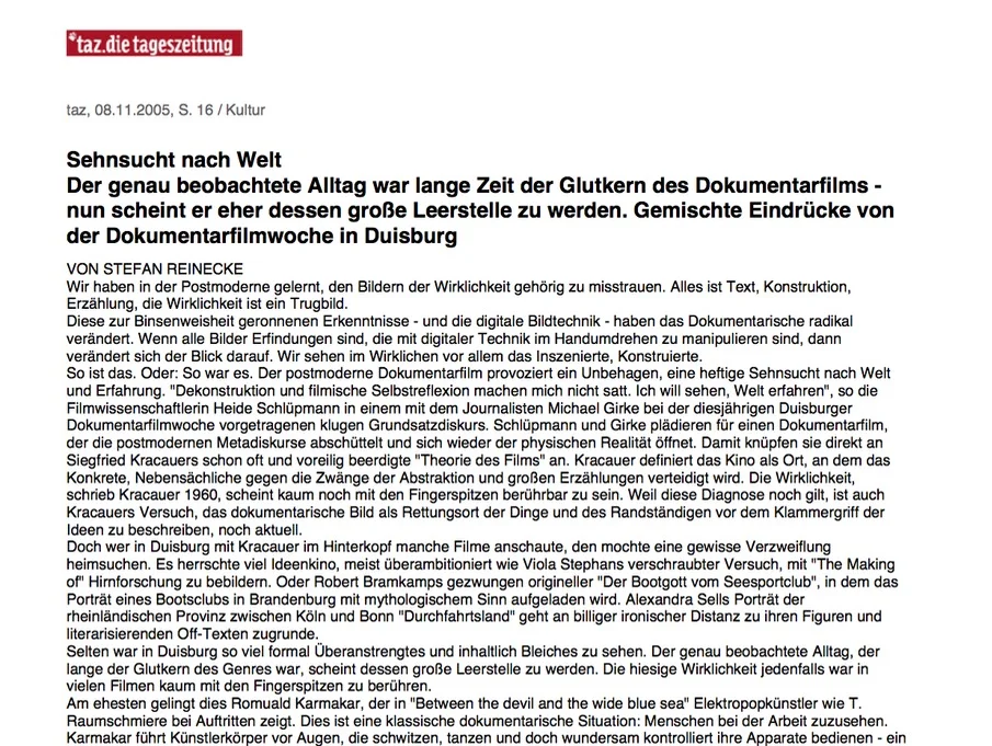 Sehnsucht nach Welt