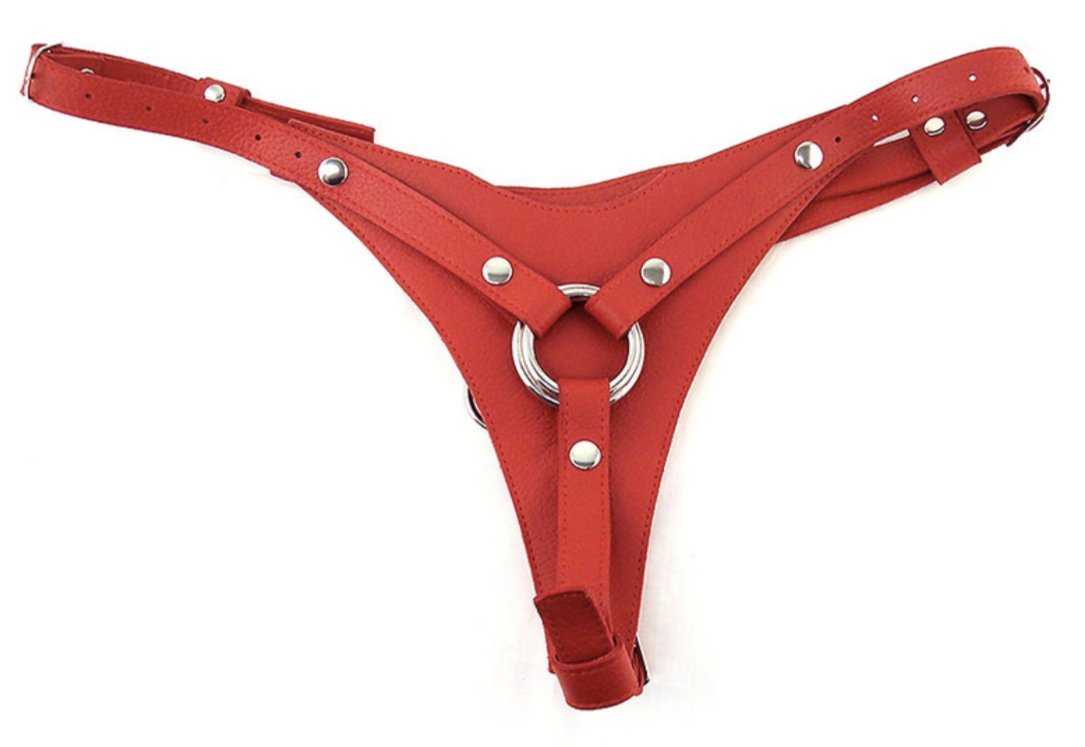 Rouge Leather Female Dildo Harness (RED ONLY)