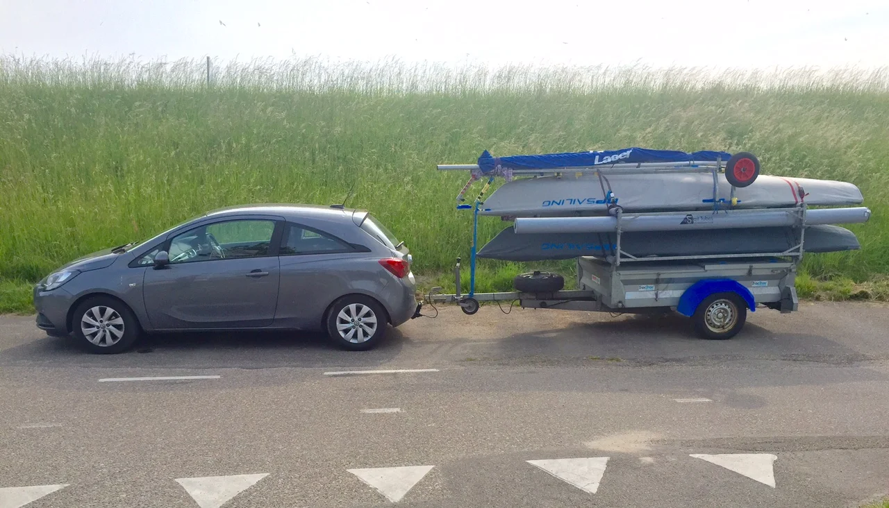 A fully loaded trailer & car ready for the long drive back to the UK.