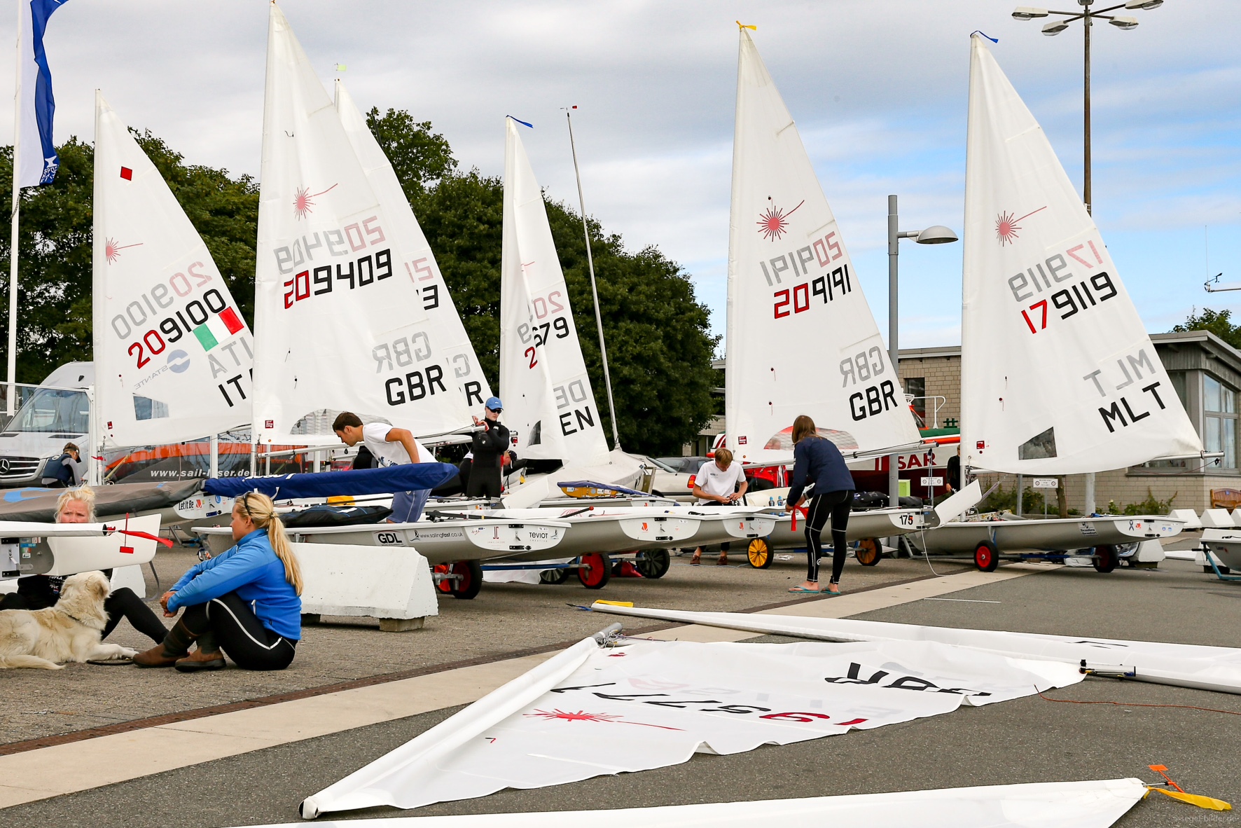 Preparations onshore ready for the start of the U21 Worlds in Kiel, Germany.