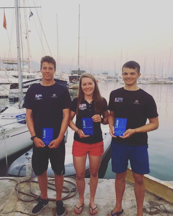 Jack Cookson, who narrowly beat me to 7th overall, Clemmie Thompson who did very well in the girls fleet finishing 5th overall and me with my trophy after finishing 8th overall.