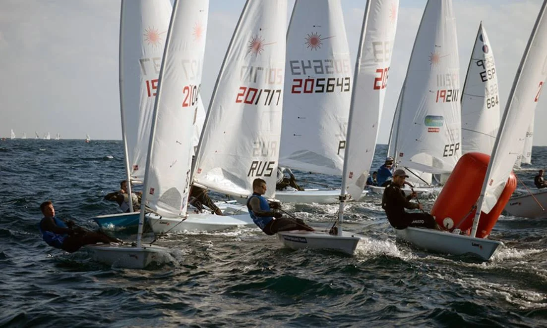 One hectic windward marking rounding on Day 1 of Palamos Christmas Race 2016.