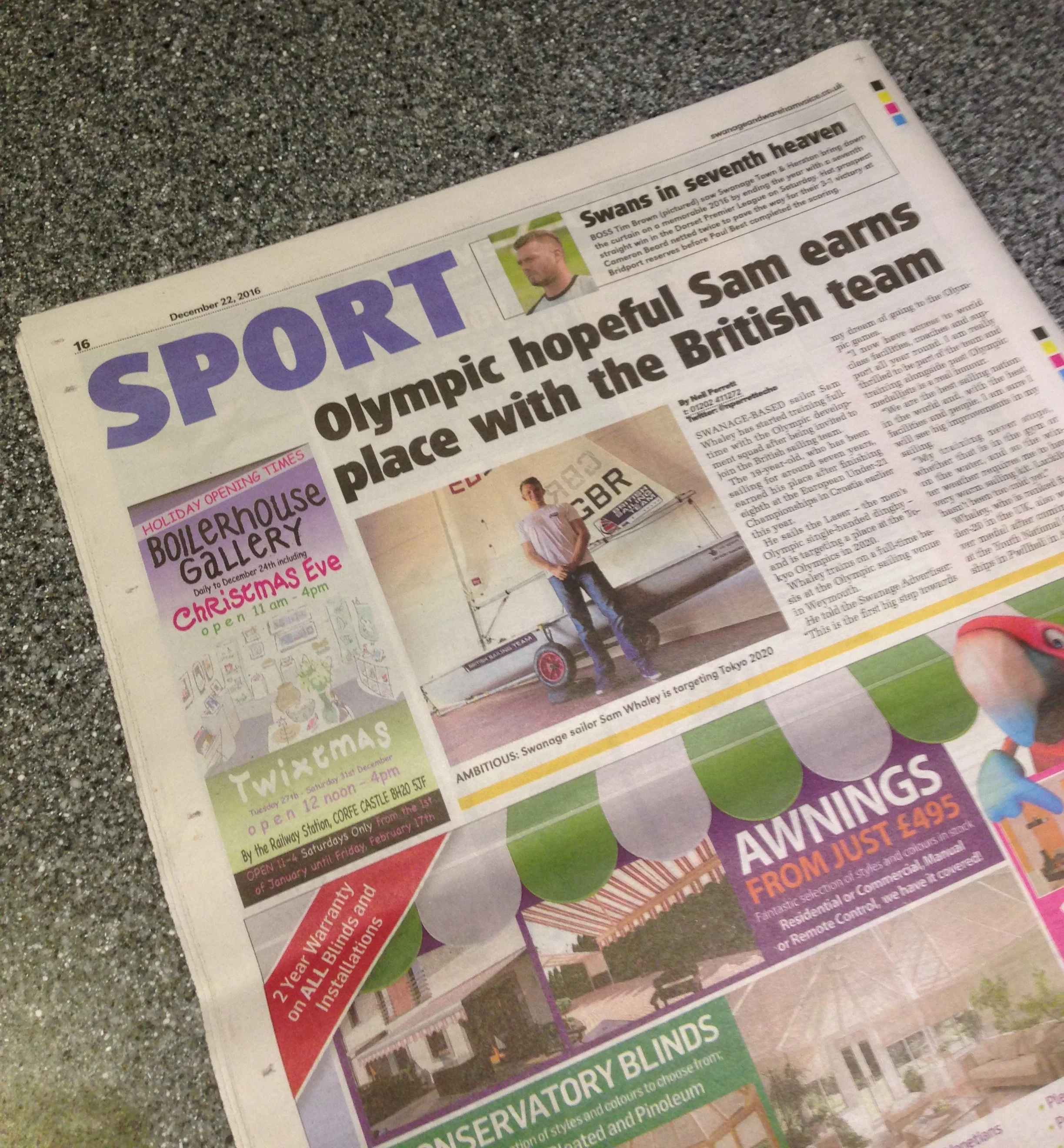 Great to see sailing taking the back page.