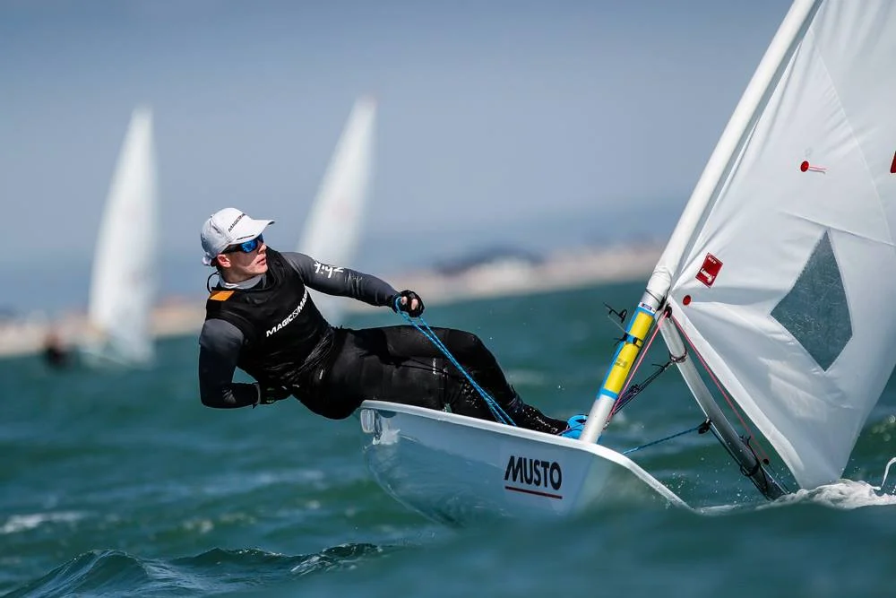 My younger brother Ben on his way to winning gold in the Laser Radial fleet. 