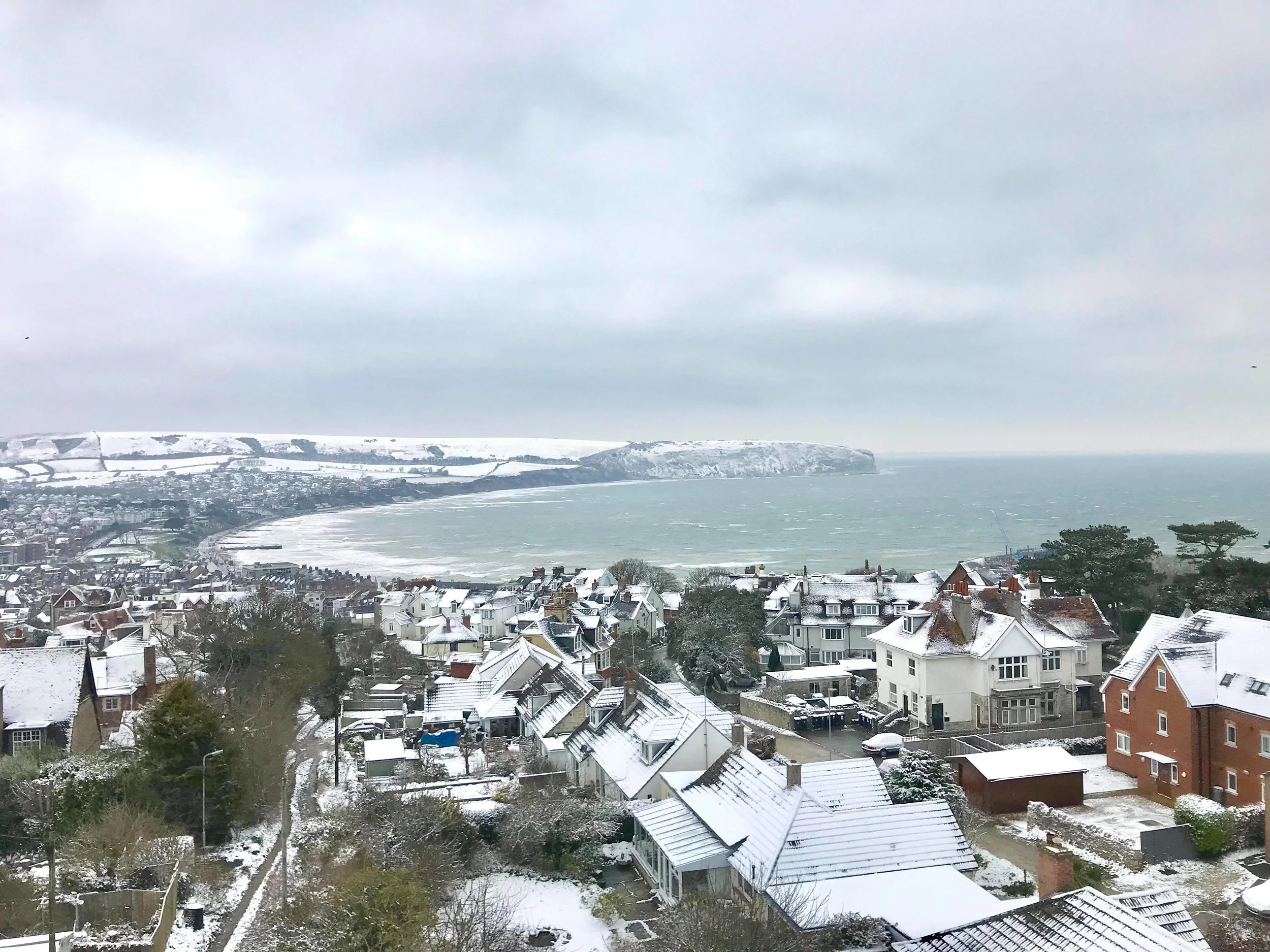 Swanage covered in snow.