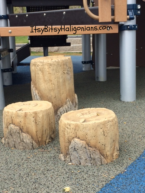 Cute faux wooden stumps for climbing on