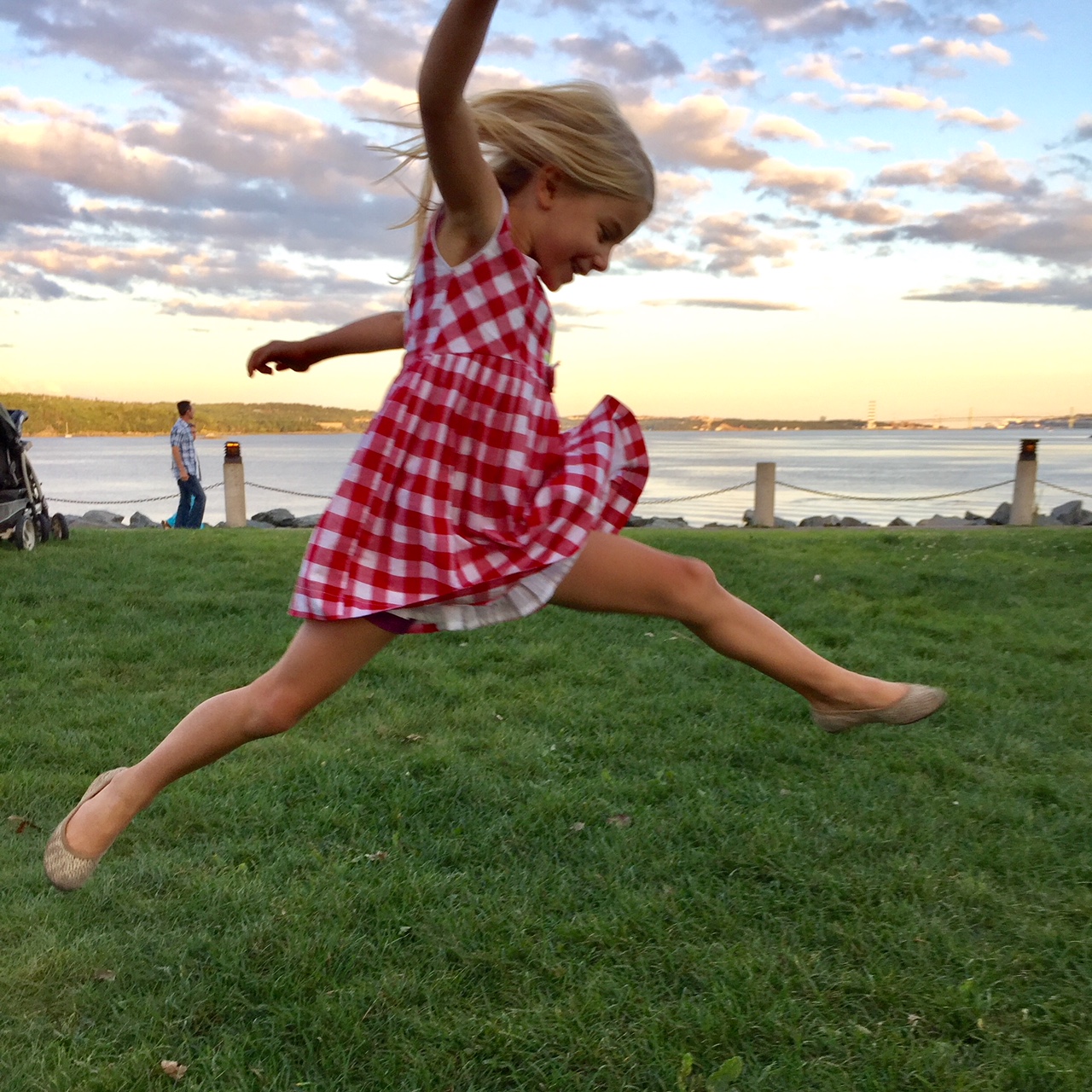 Amelia at sunset at DeWolf Park in Bedford