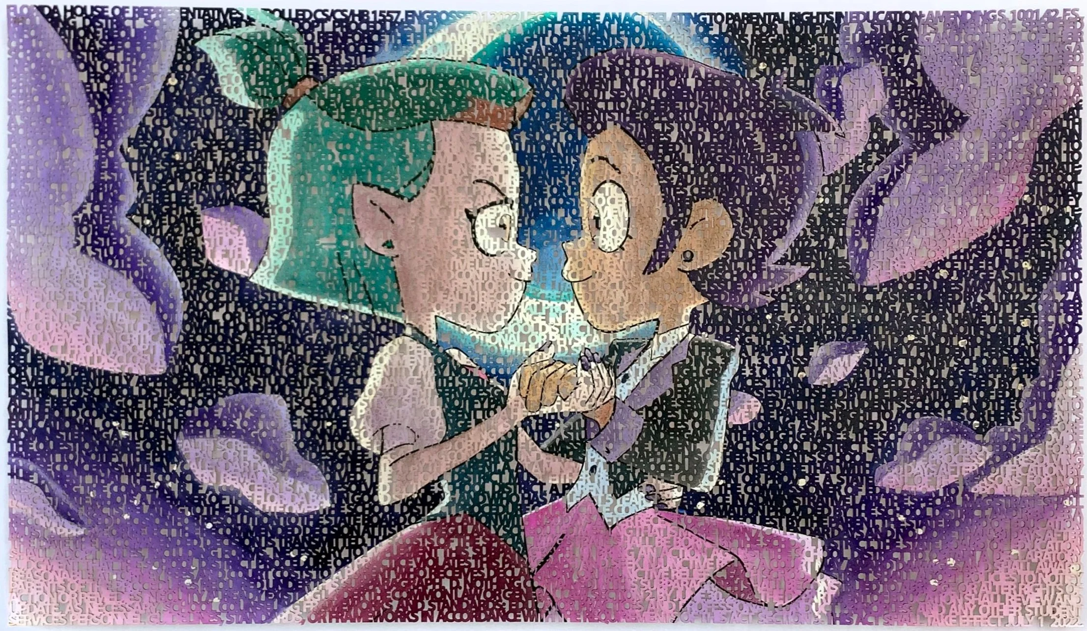 “Don’t Say First Disney Bisexual Lead Character”, laser cut  ink painting on paper, 16.75 x 28.5 inches ©2022 