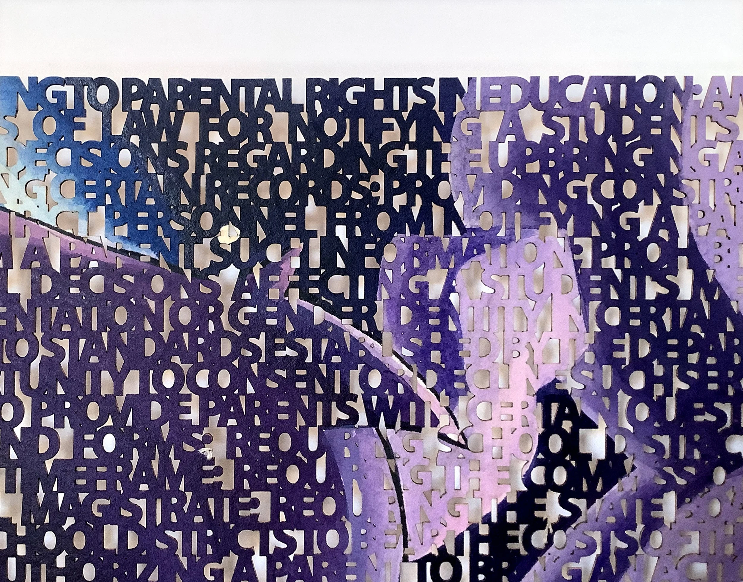  “Don’t Say First Disney Bisexual Lead Character”, close-up, laser cut ink painting on paper, 24×36 inches ©2022 