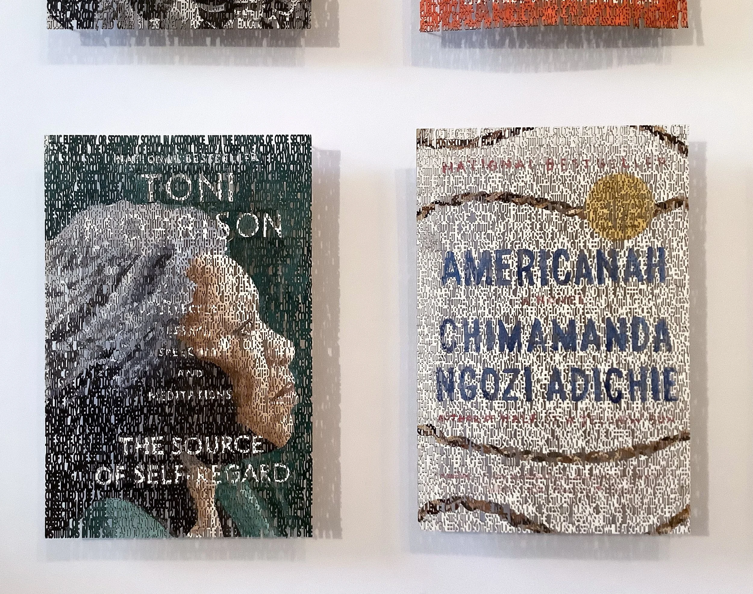   Georgia HB 888 ,  close up - The Source Of Self Regard - Americanah,   laser cut ink painting on paper, 9 x 6 inches each ©2022 