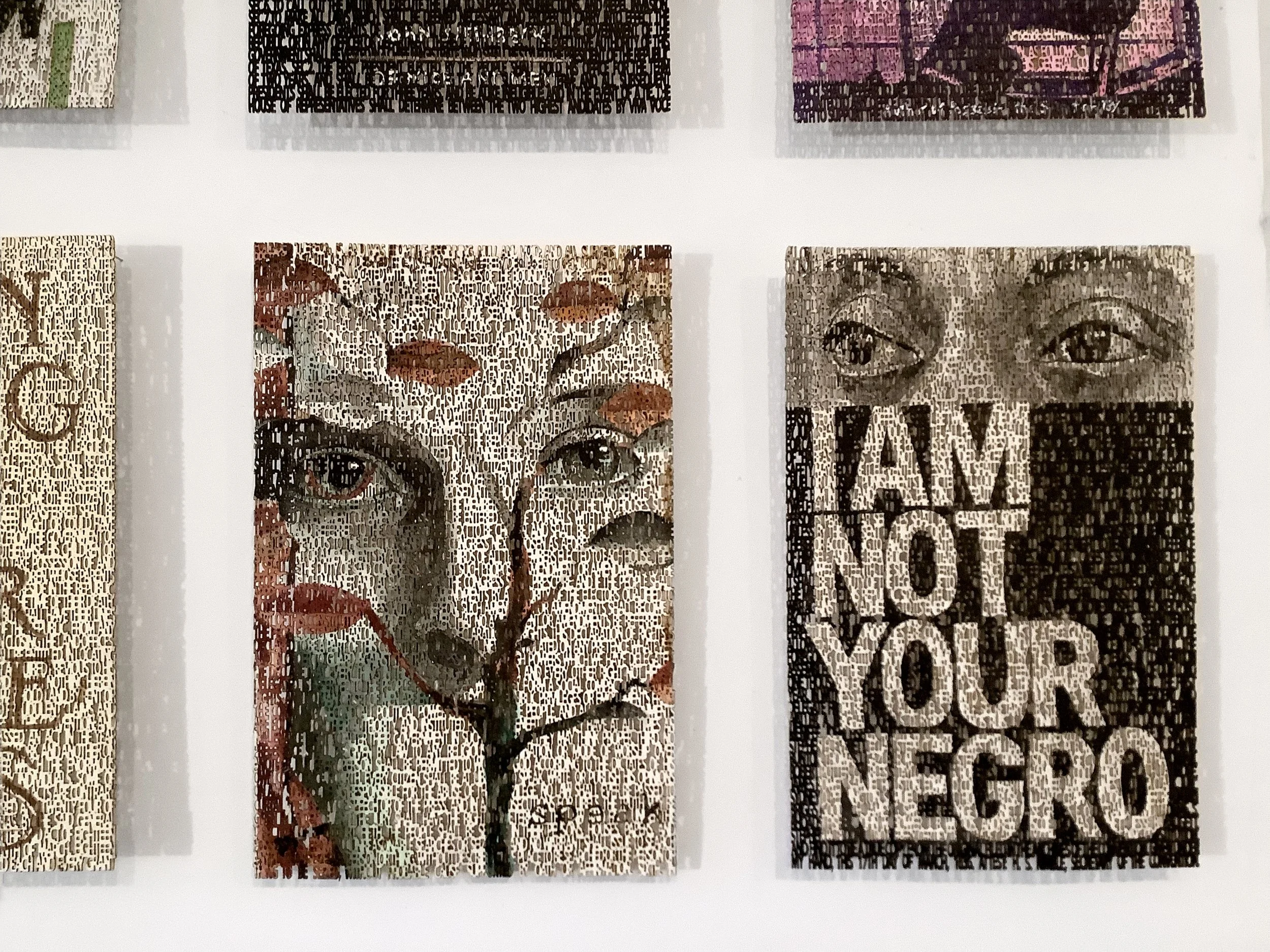  1836 Project, close up, laser cut ink &amp; watercolor paintings on paper, 9 x 6 inches each ©2022 