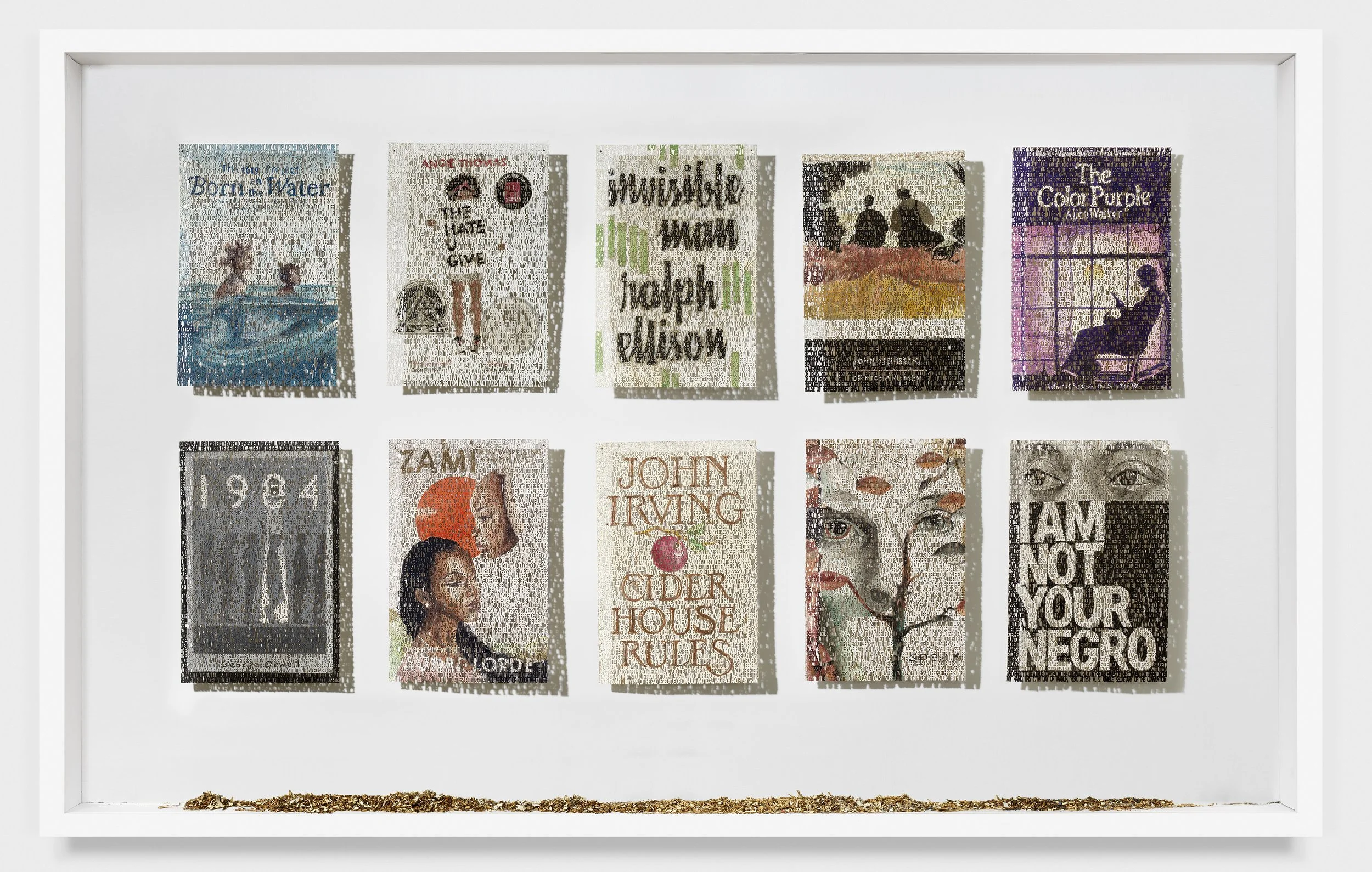  1836 Project, laser cut ink &amp; watercolor paintings on paper, 9 x 6 inches each, 29 x 44 inches framed ©2022 