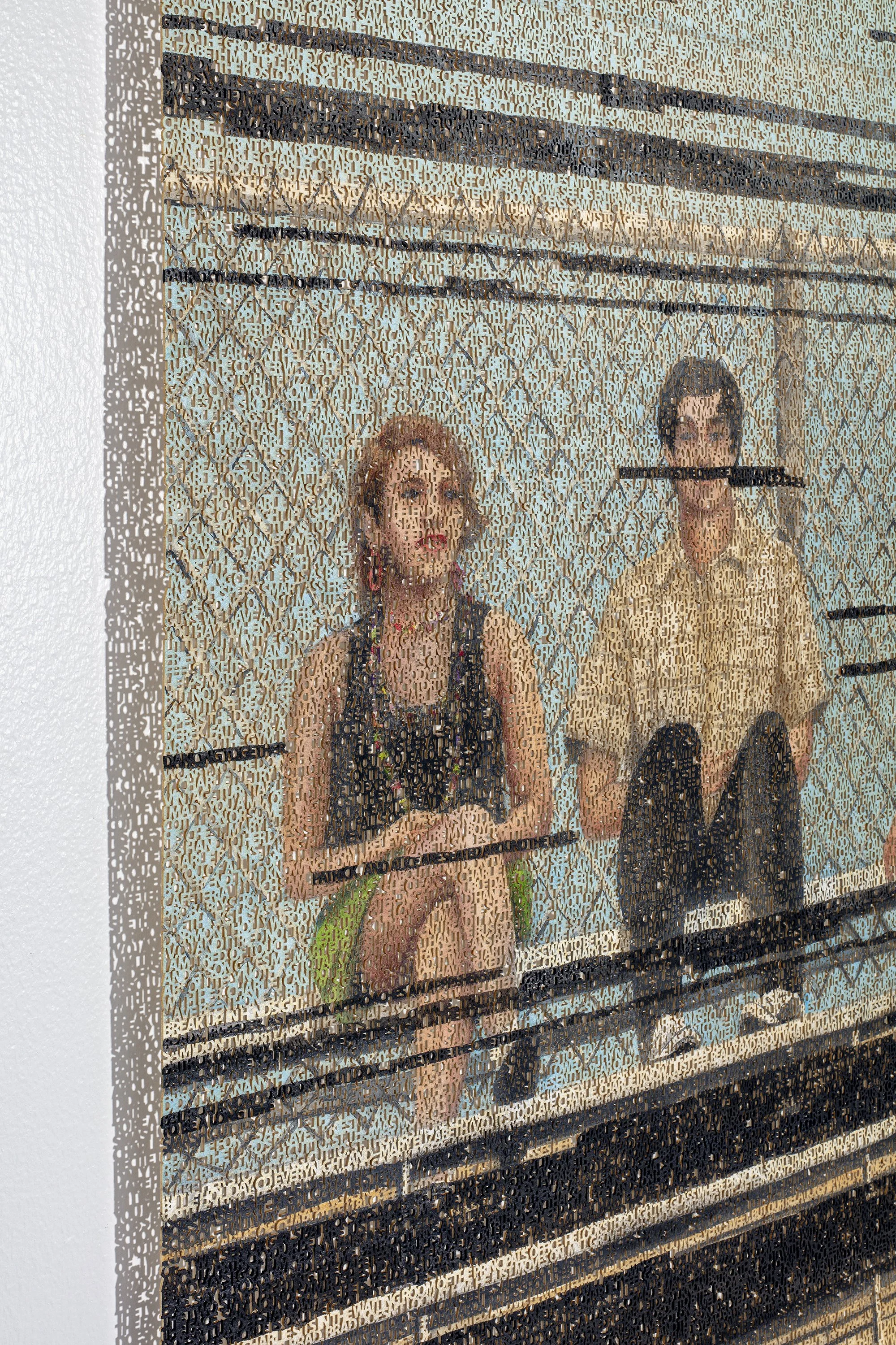  Redacted, closeup, laser cut ink painting on paper, 36x24 inches ©2024 