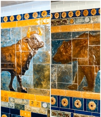 Bull and Bear at Cortland. Photo Collage by Alberto Zamora.