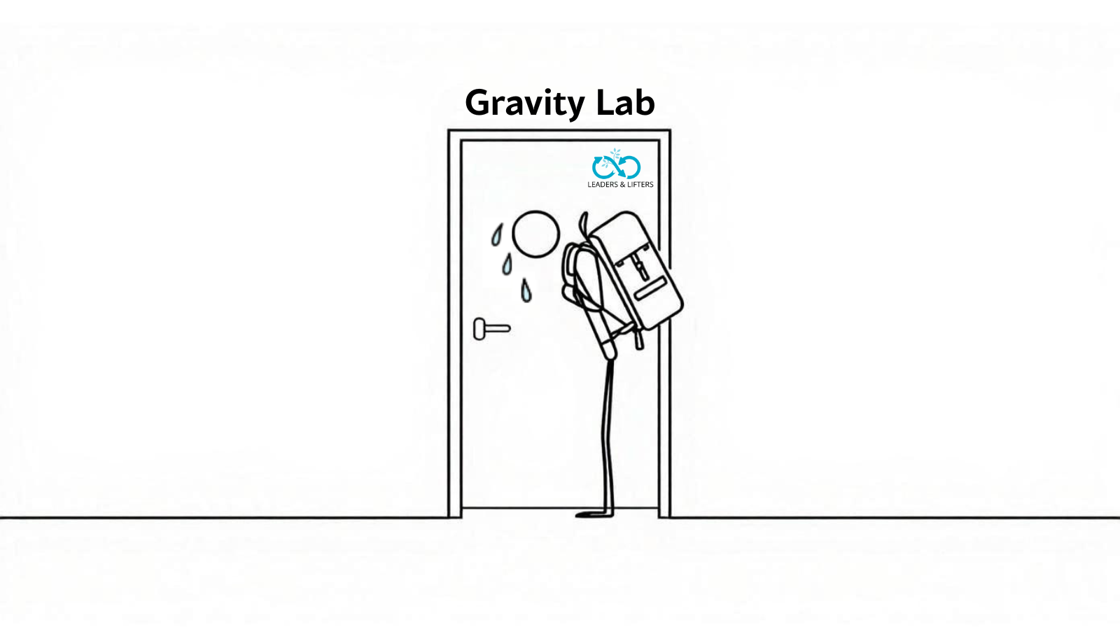 Stick figure of leader with backpack
