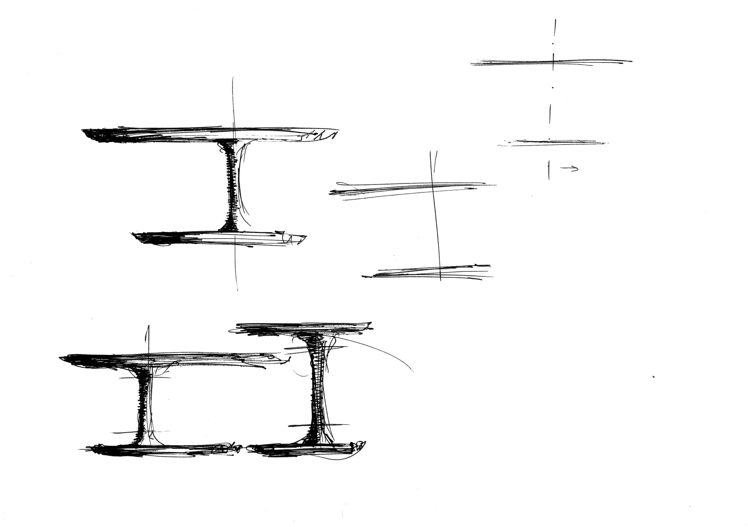 Bloop coffee table designed by Regular Company - sketches