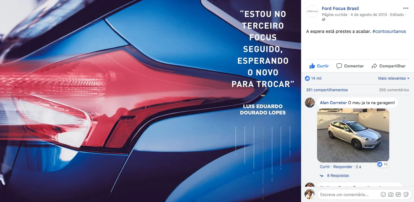 Text: “I'm in the third Ford Focus followed, waiting for the new model to buy."