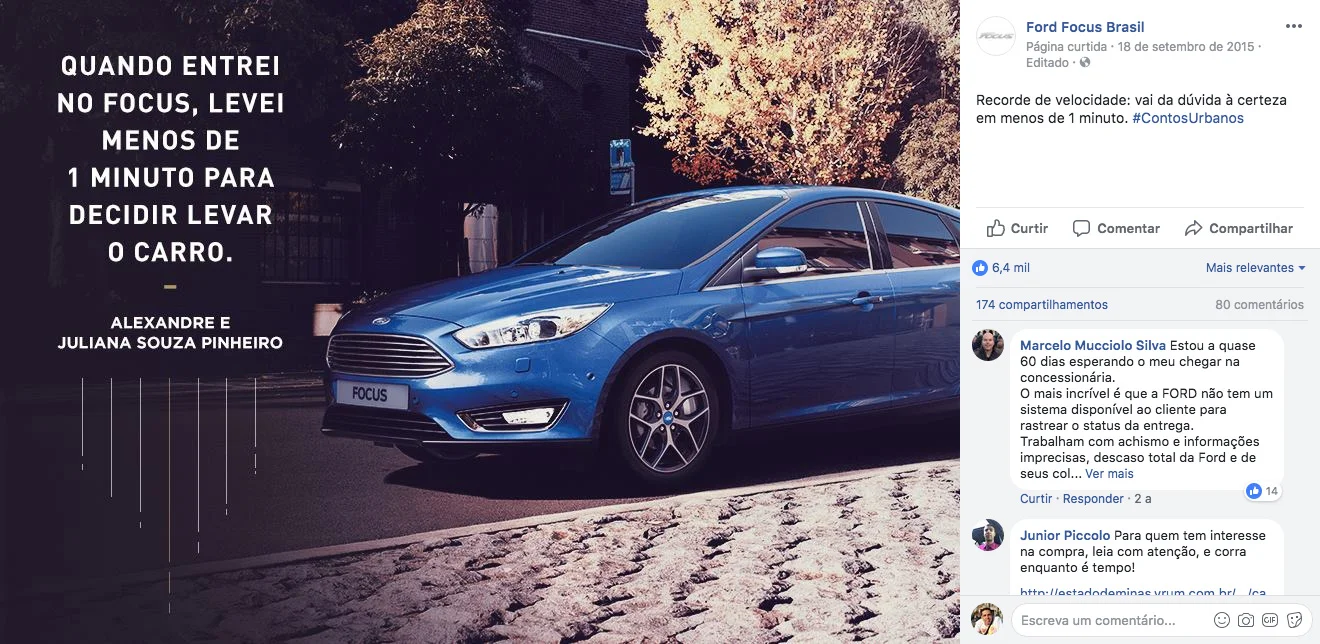 Text: “When I got in the Ford Focus, it took me less than a minute to decide to buy the car."